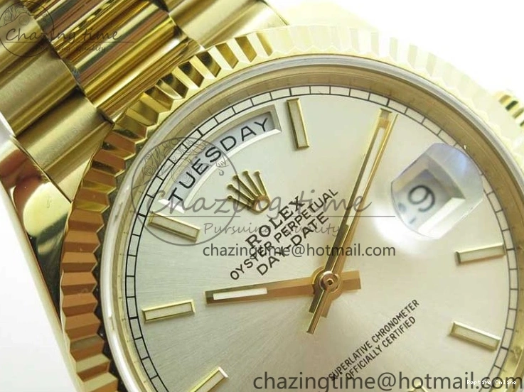 1218 Day-Date 40mm 228239 BP New Dial Version 904 YG Silver Stick Markers Dial on YG President Bracelet A Sophisticated 2807